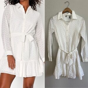 Cutest Attitude White Eyelet Embroidered Collared Mini Dress